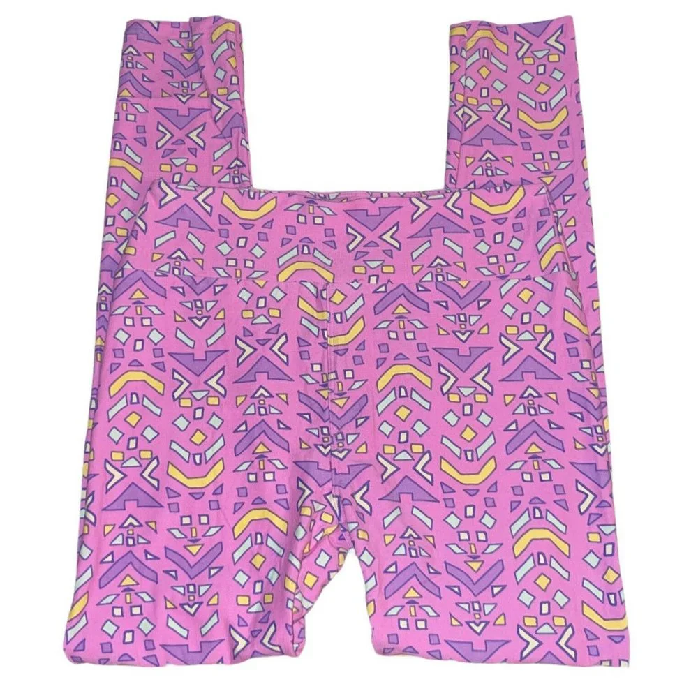 LuLaRoe Women Leggings OS One Size Geo Print Multicolor Buttery Soft Stretch NEW - Picture 1 of 7